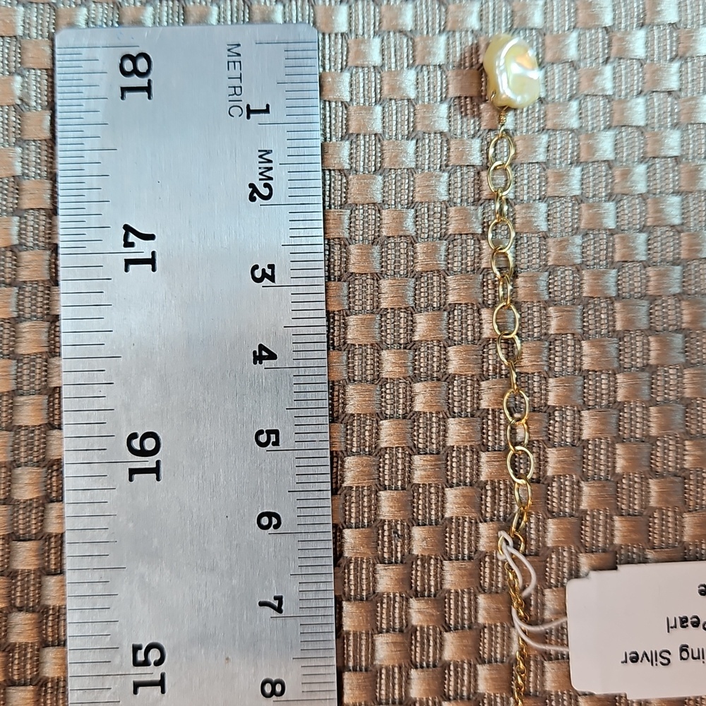 14k Gold Over Silver Freshwater Pearls & Tourmaline Necklace 18" Adjustable - Picture 9 of 11